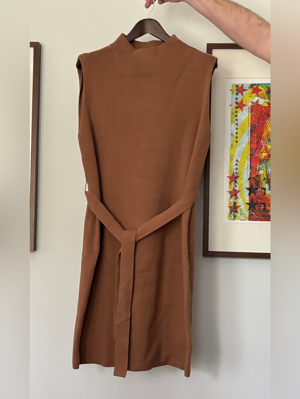 Lands' End Sleeveless Mock-Neck Knit Midi Dress in Chestnut
